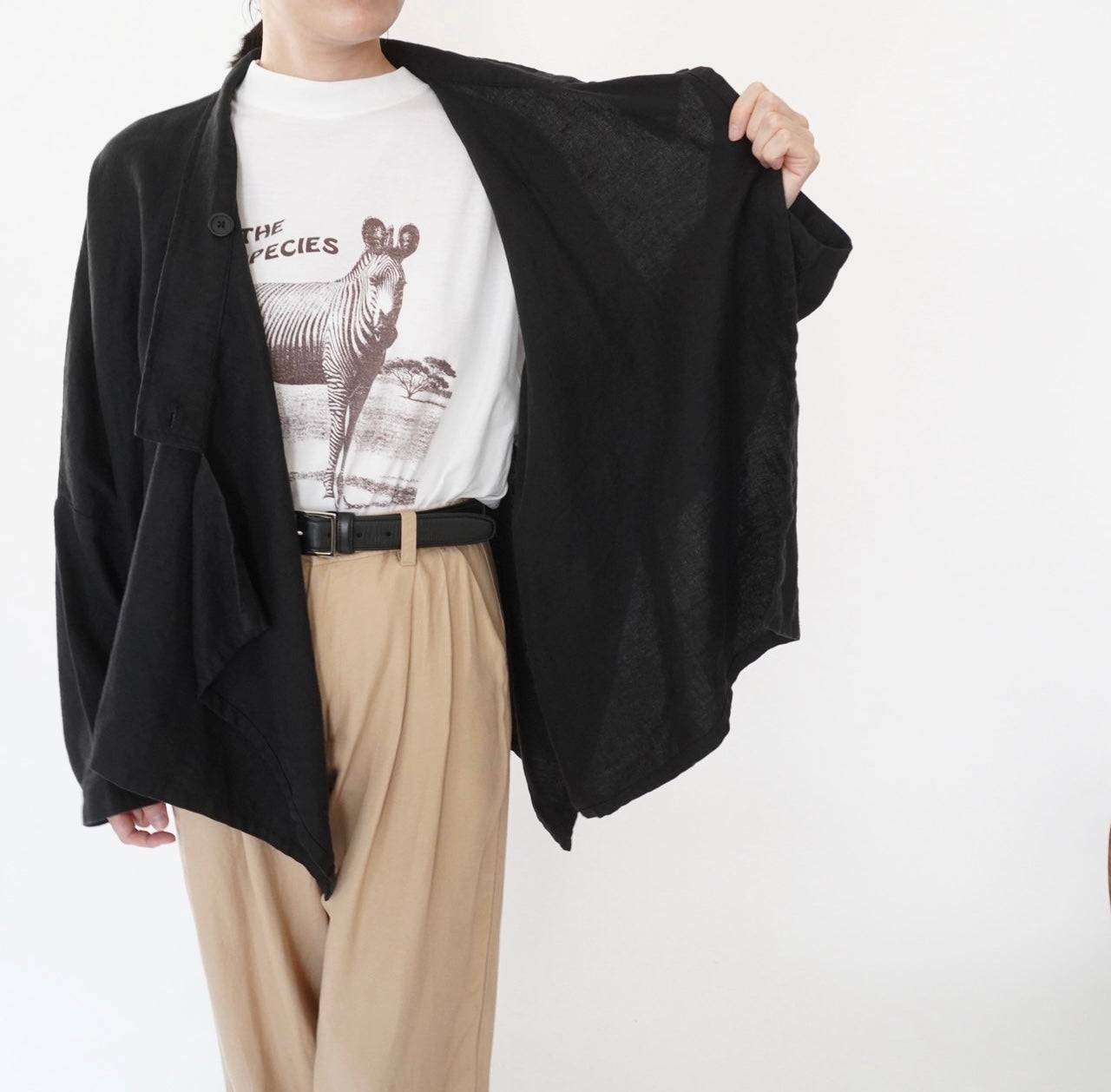 90s Black Linen Design Jakcet