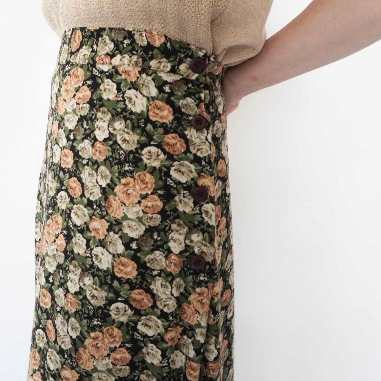 80s Floral Print Skirt Made in USA