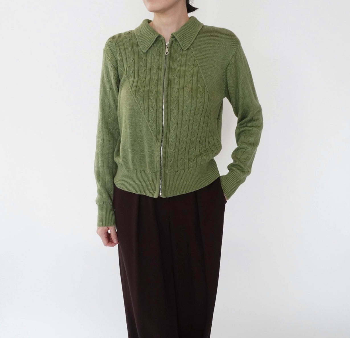 90s Zip Light Knit Top