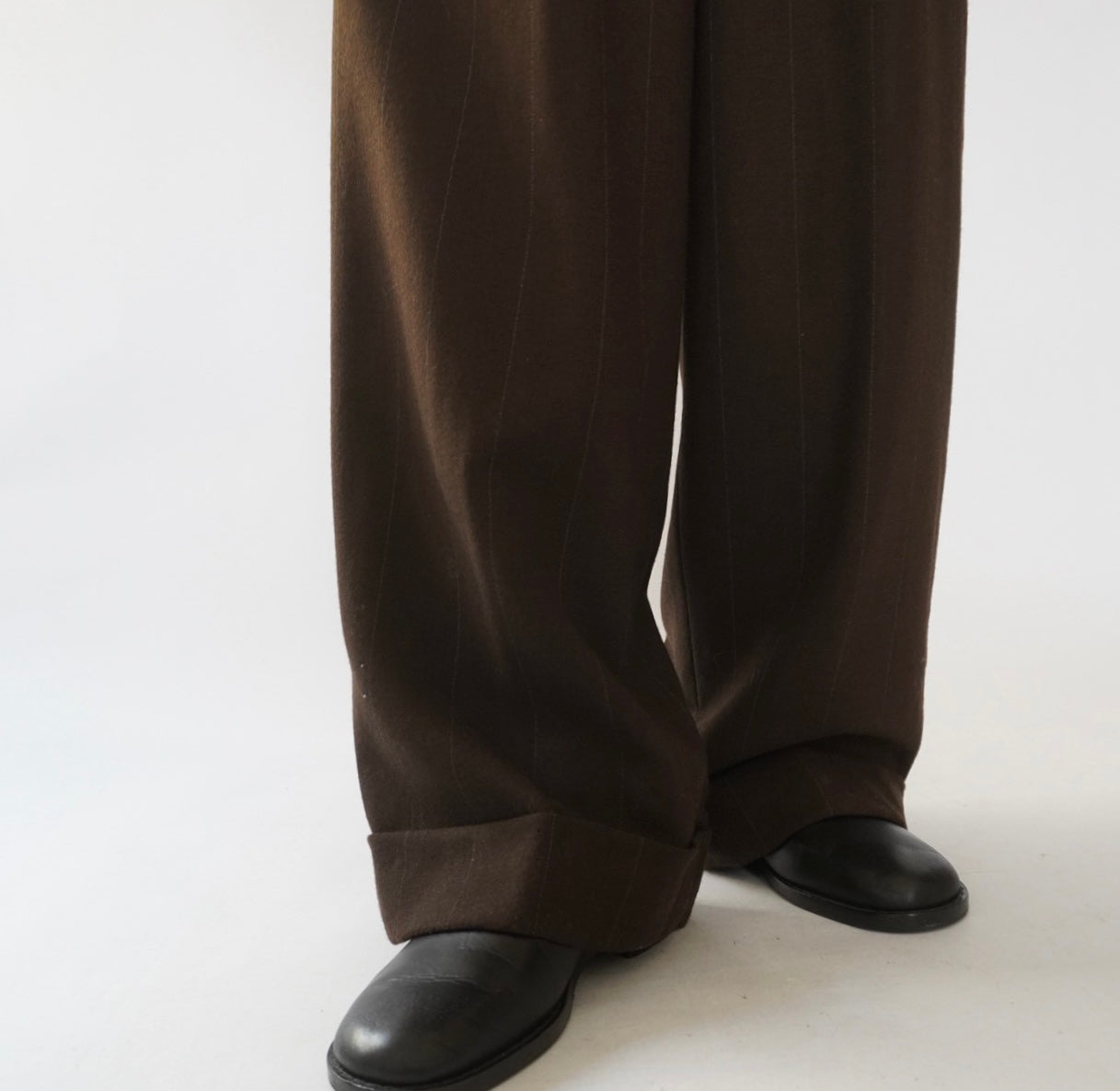 90s Wool Striped Wide Pants Made in USA Dead Stock