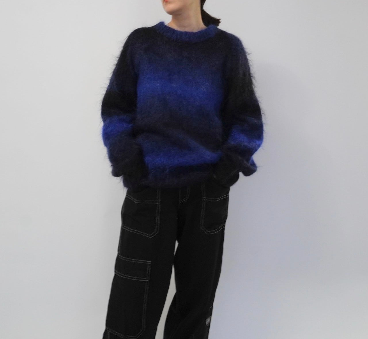 90s Black x Blue Mohair Knit