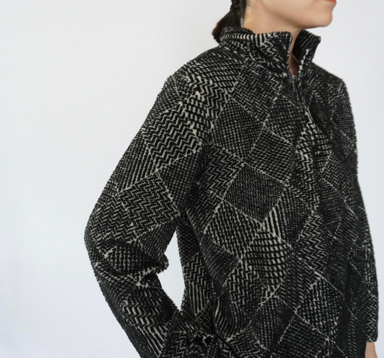 90s Pattern Fleece Top Made in Canada