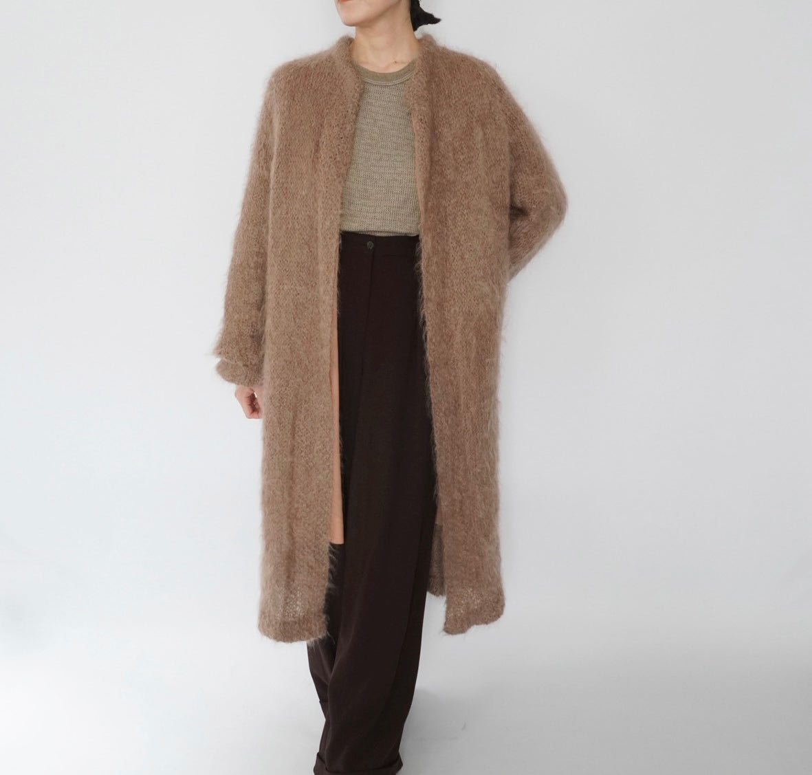 80s Mohair Long Cardigan,Light Coat
