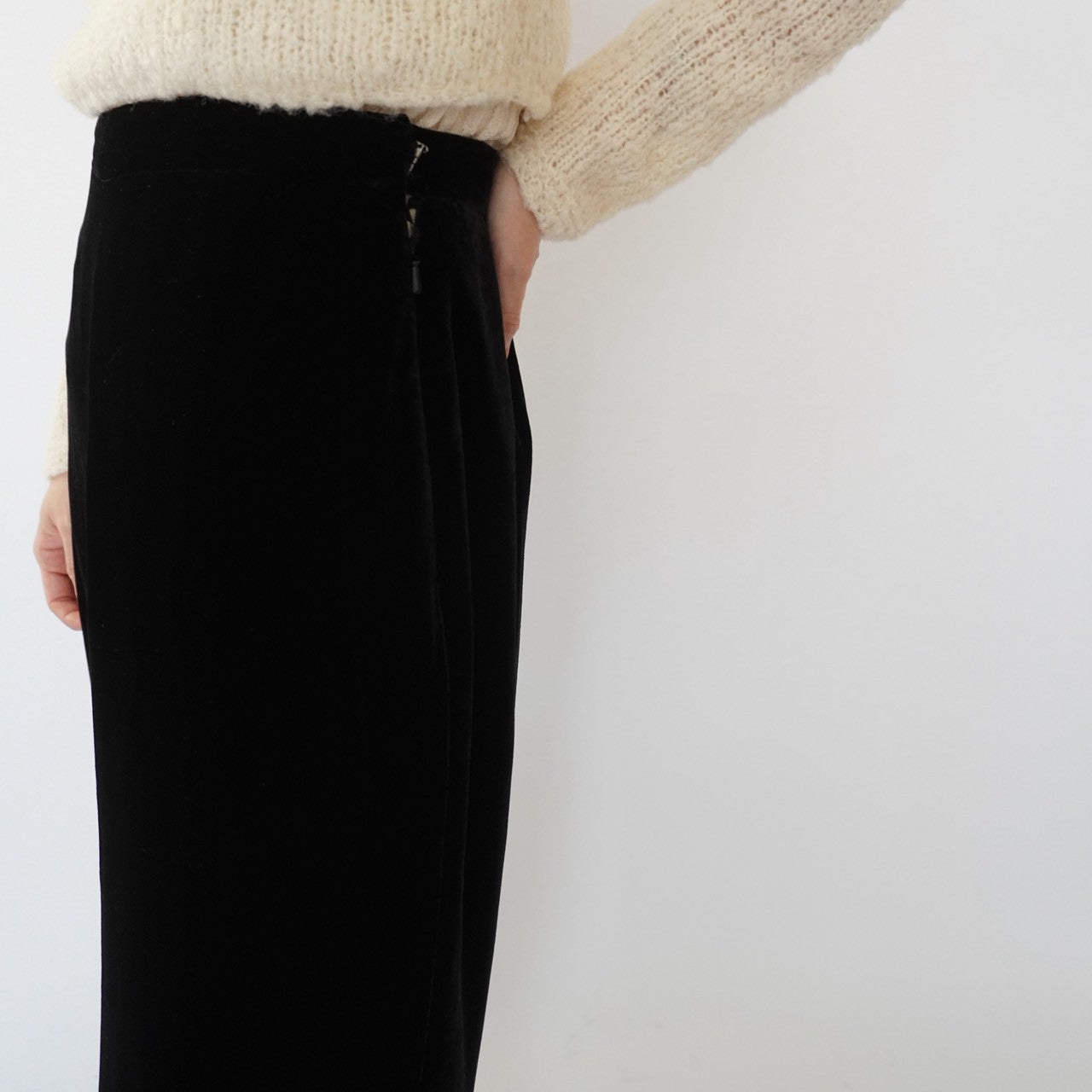 90s Velour High Waist Wide Pants