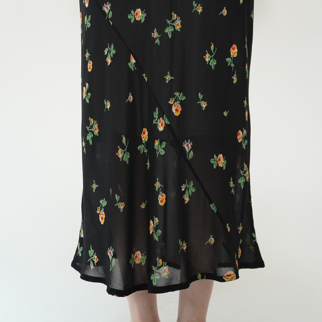 90s Floral Print Sheer Dress Made in Italy