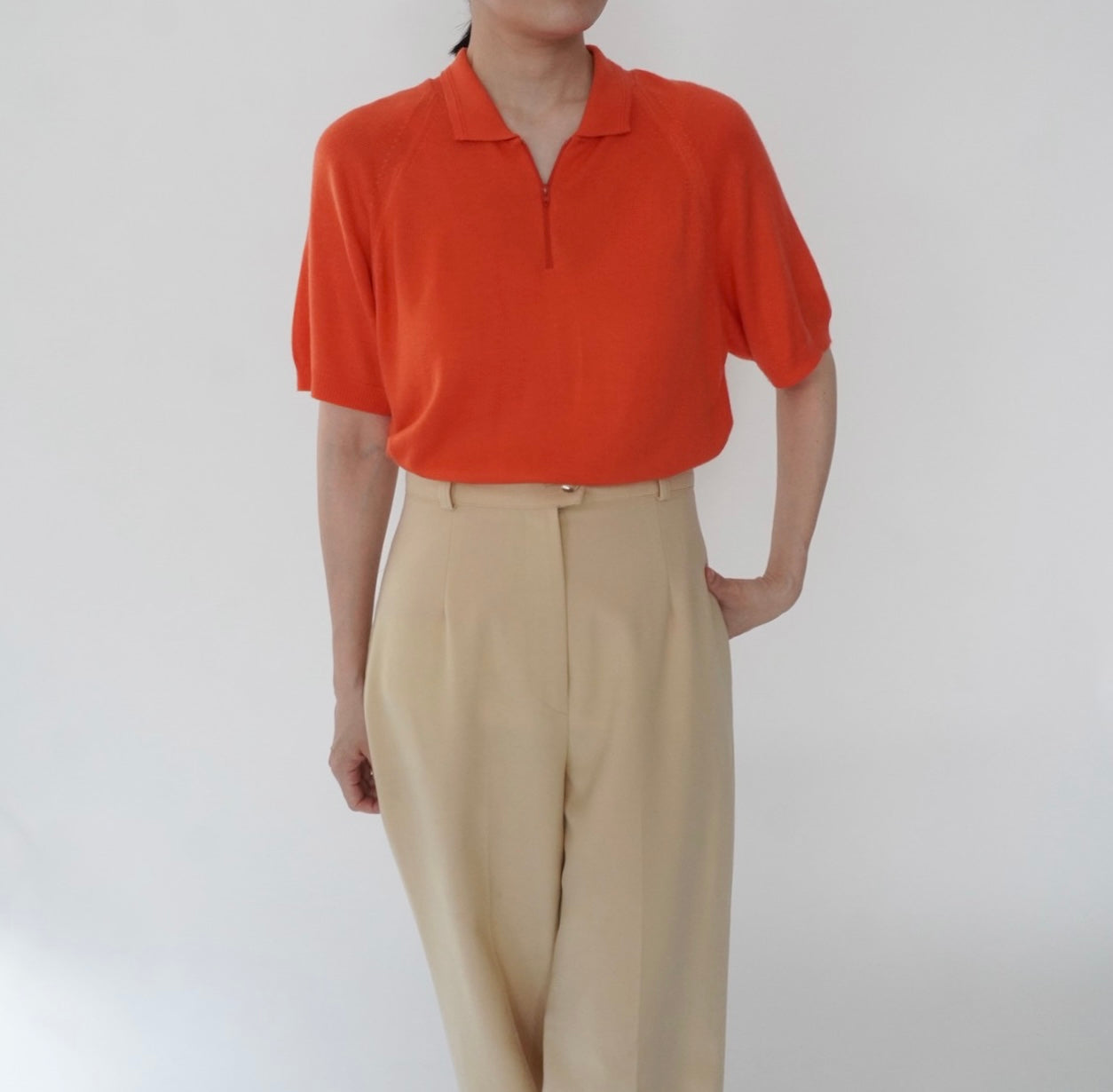 80s Half Zip Design Top Made in USA