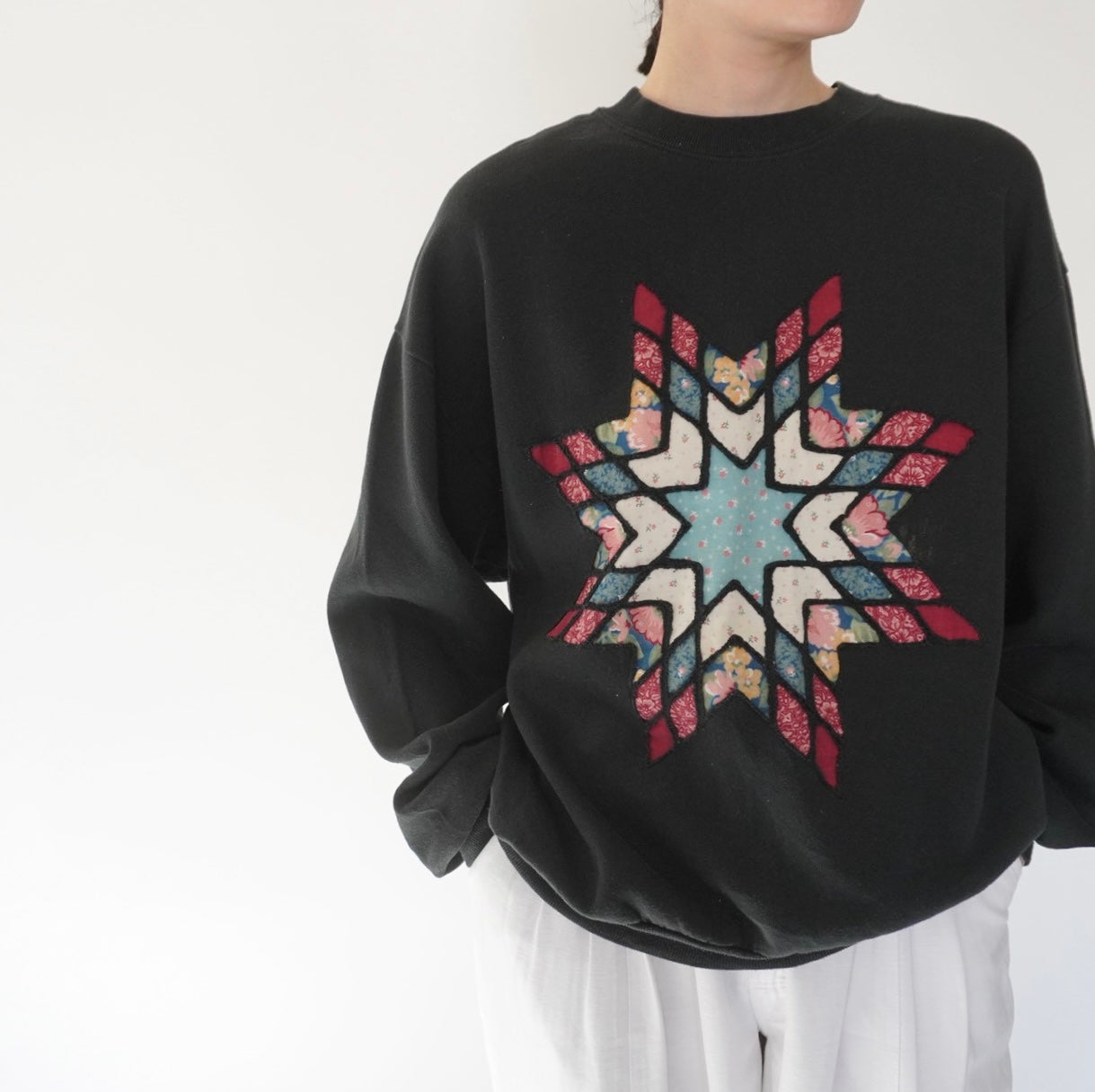 90s Patchwork Design Sweater Made in USA