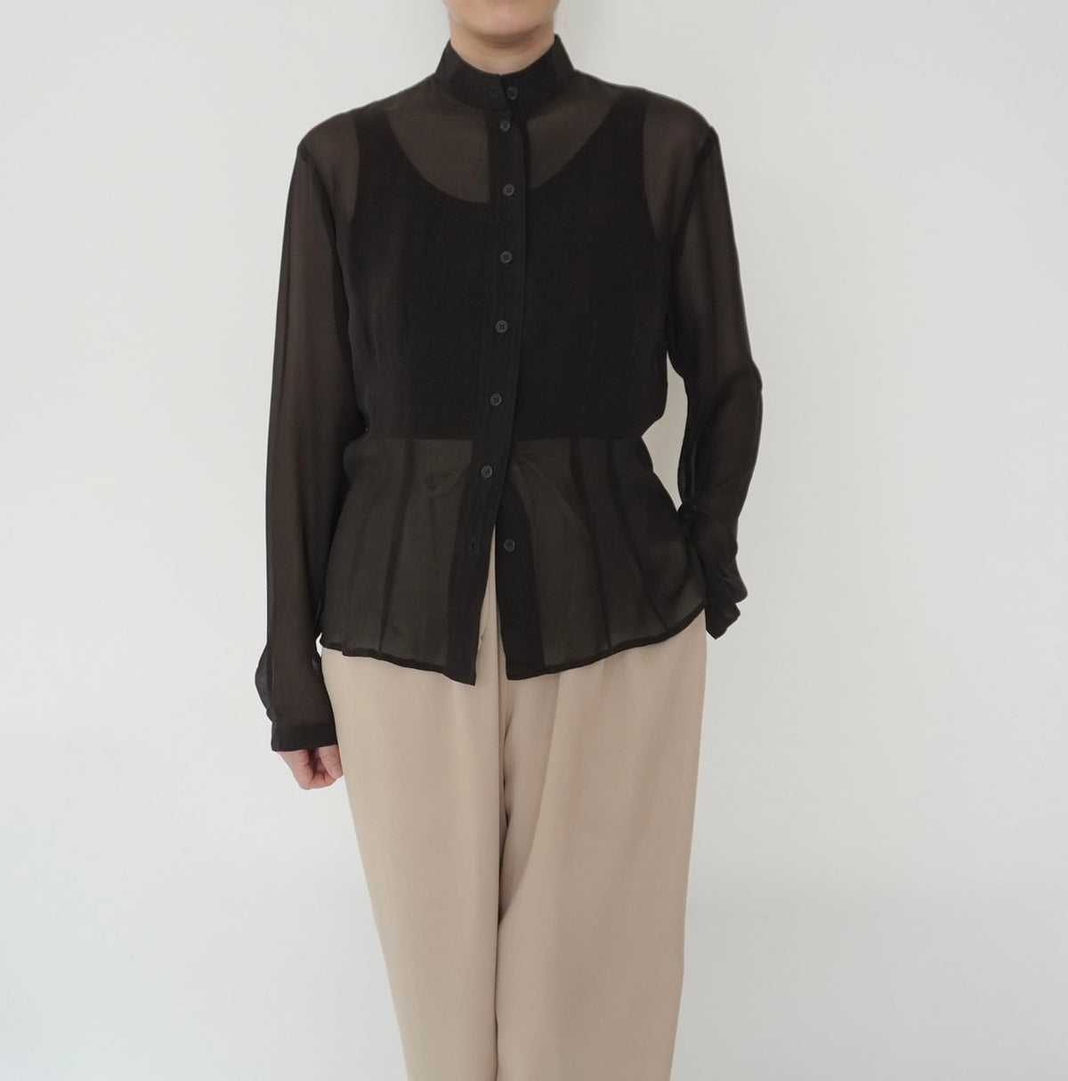 90s Brown Sheer Blouse