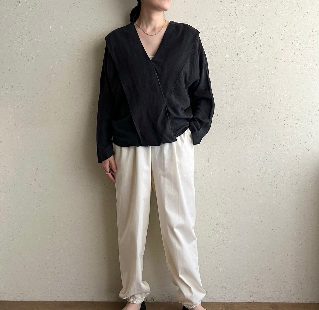 90s Black Design Blouse