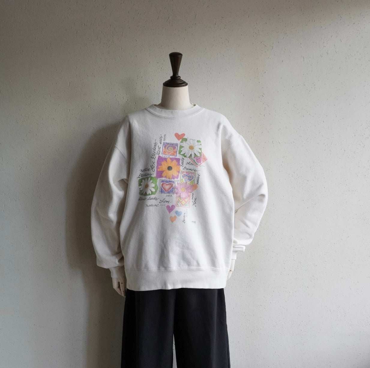 90s Flower Printed Sweater Made in USA