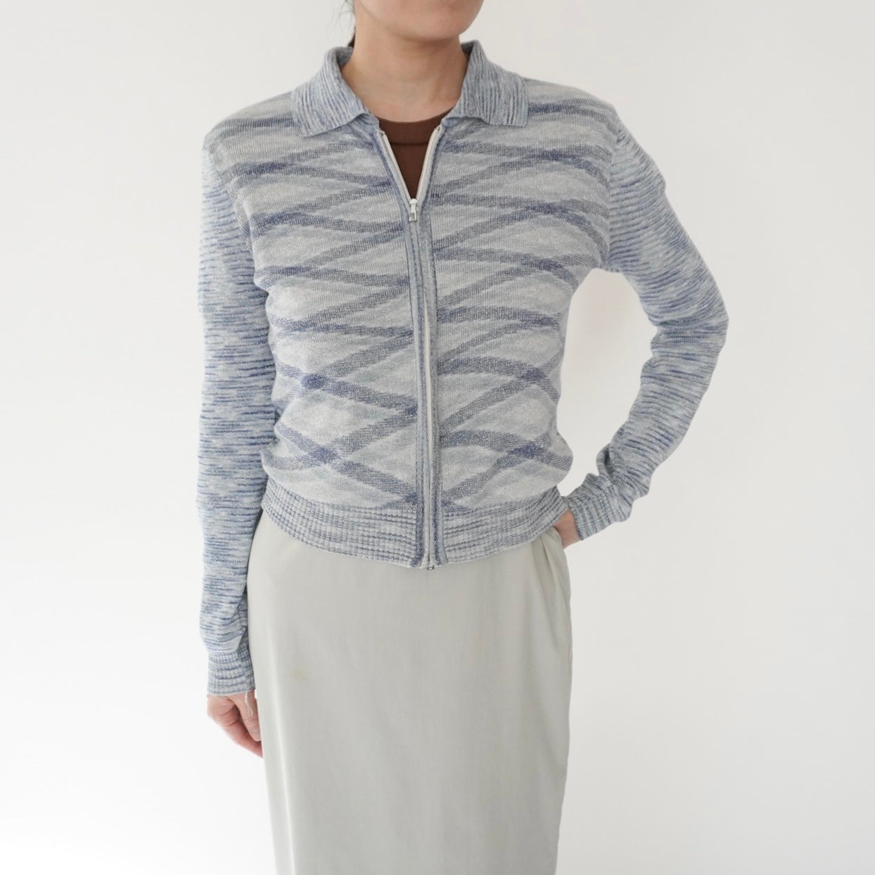 70s Pattern Zip Top