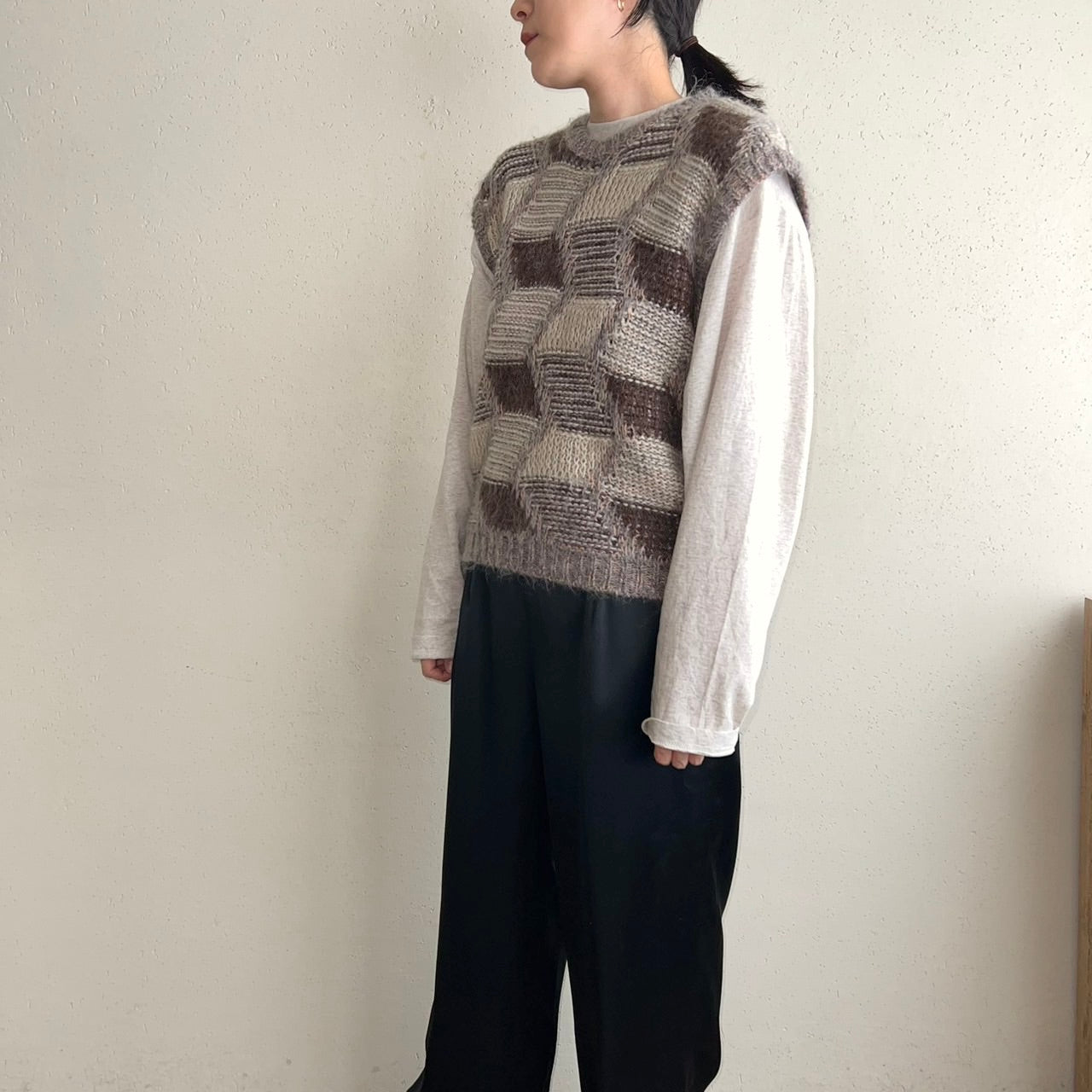 90s Pattern Knit Vest Made in England