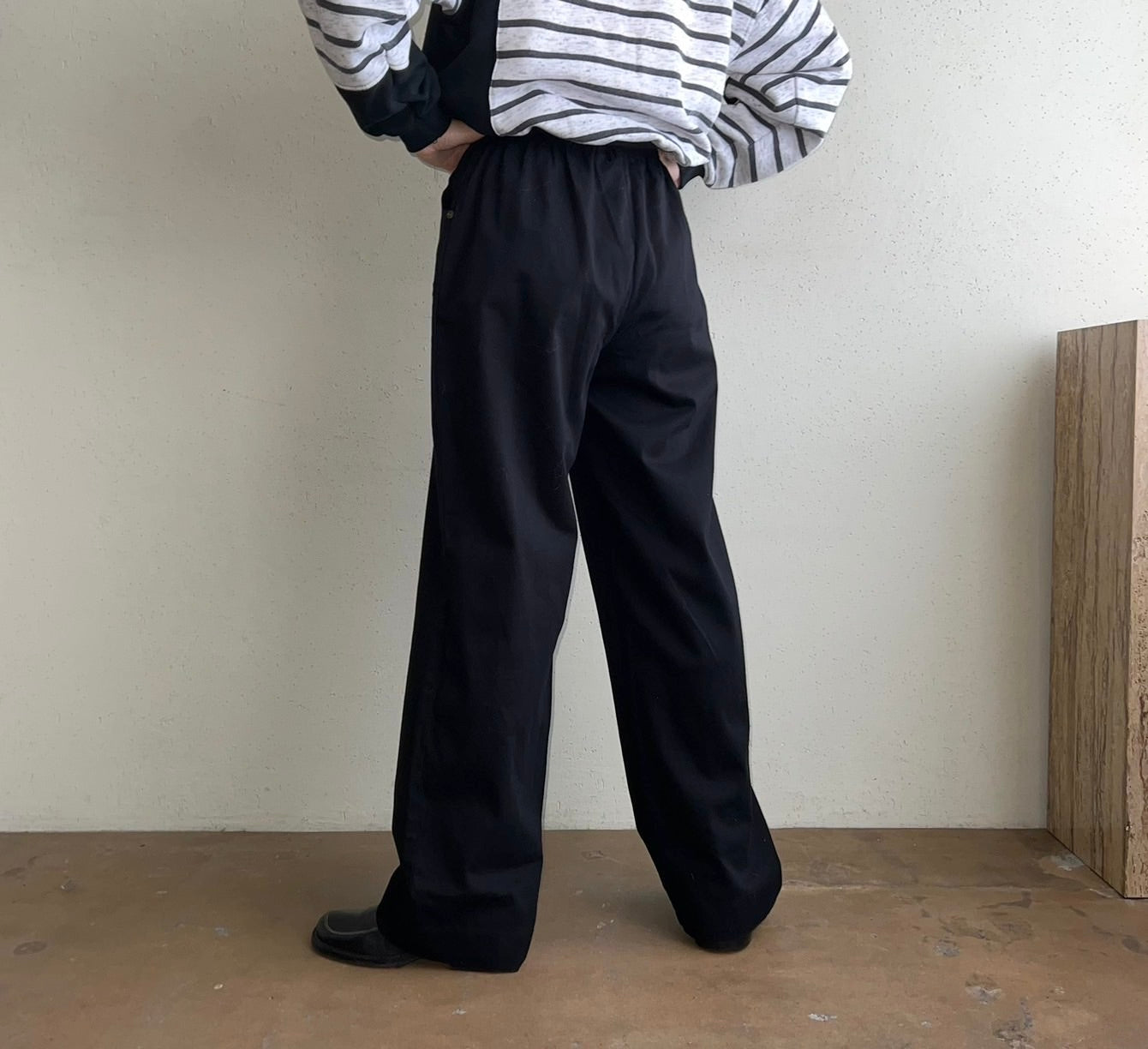 90s Black Wide Pants Made in USA Dead Stock