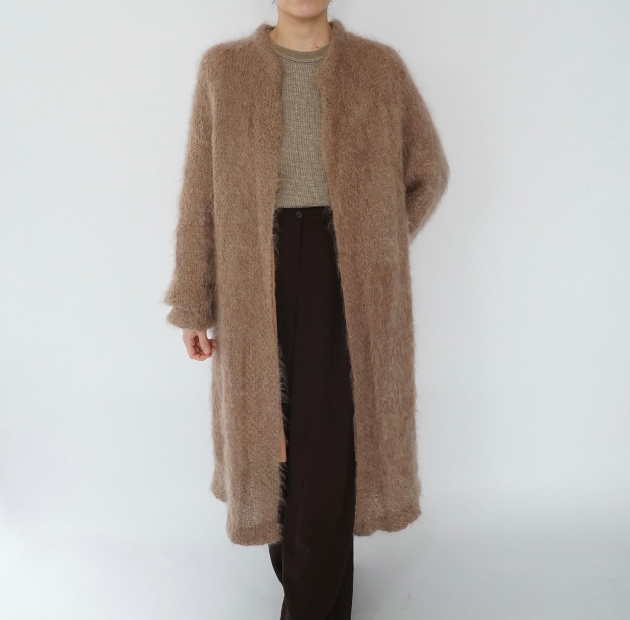 80s Mohair Long Cardigan,Light Coat