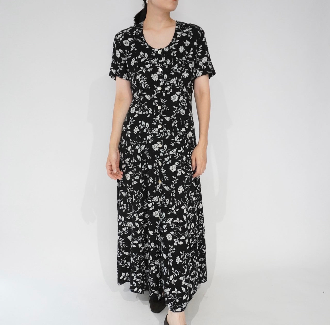 90s Floral Print Maxi Dress