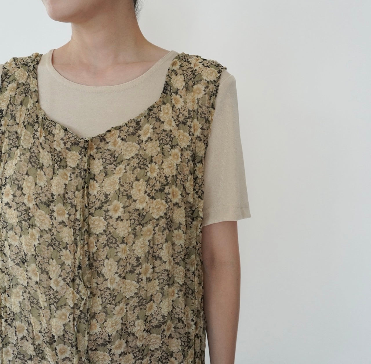 90s Floral Print Sheer Dress