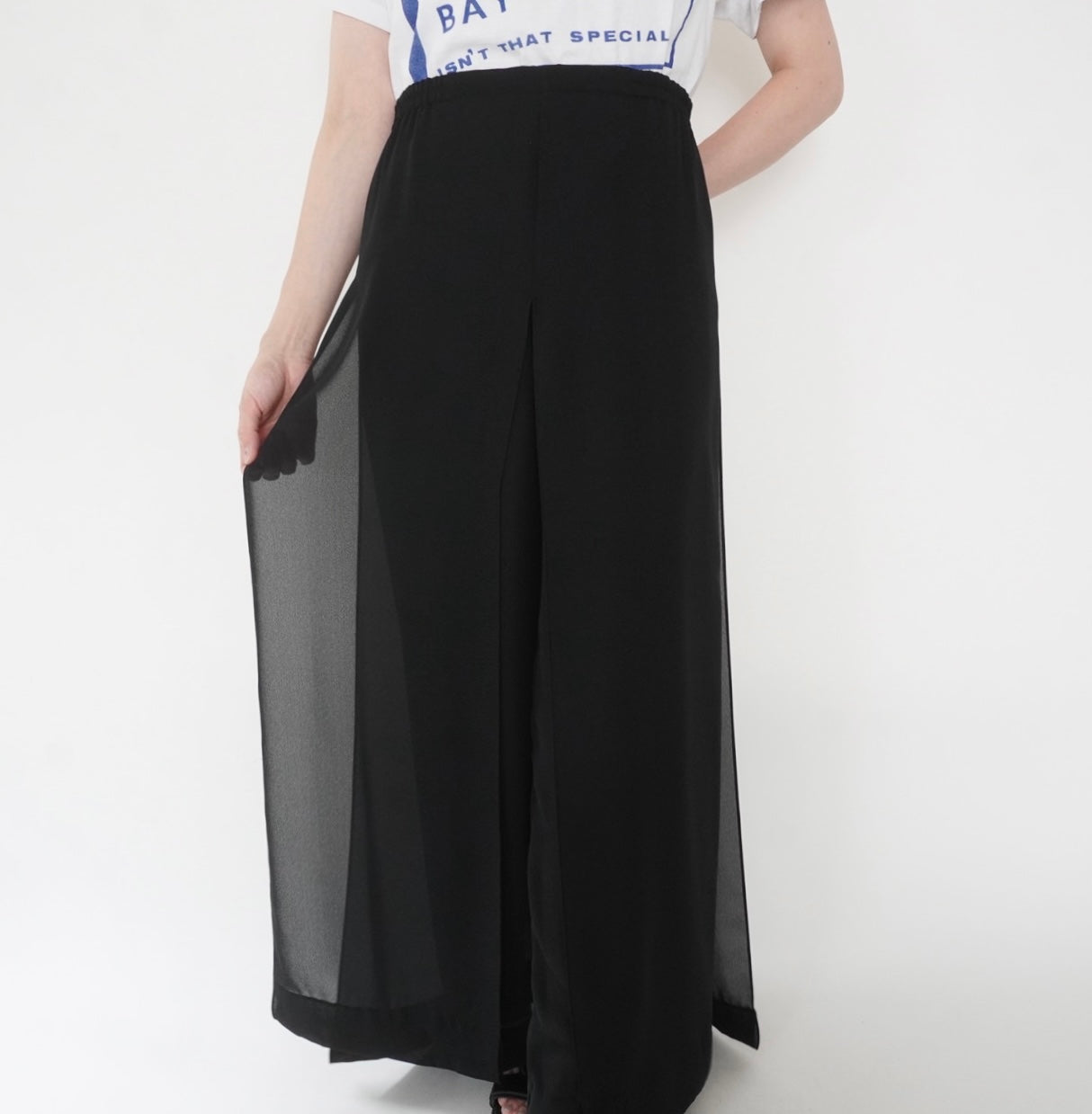 90s Slit Design Wide Pants