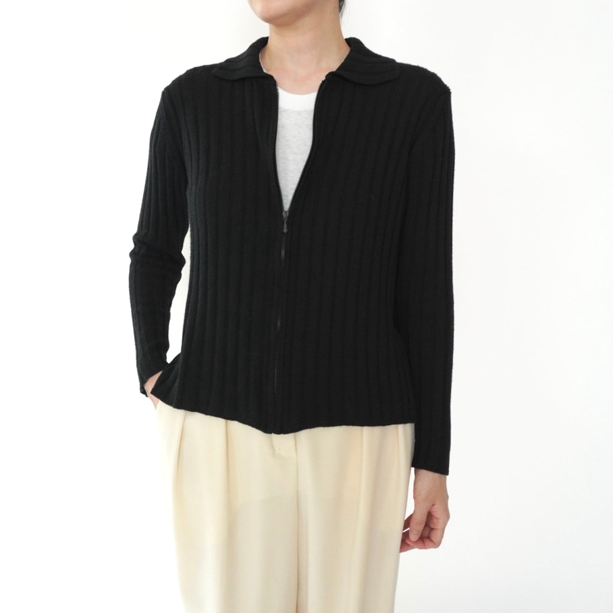 90s Zip Ribbed Top