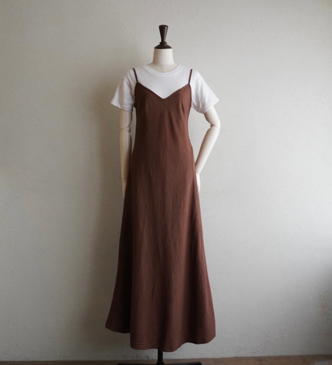 90s Brown Linen Dress Made in Italy