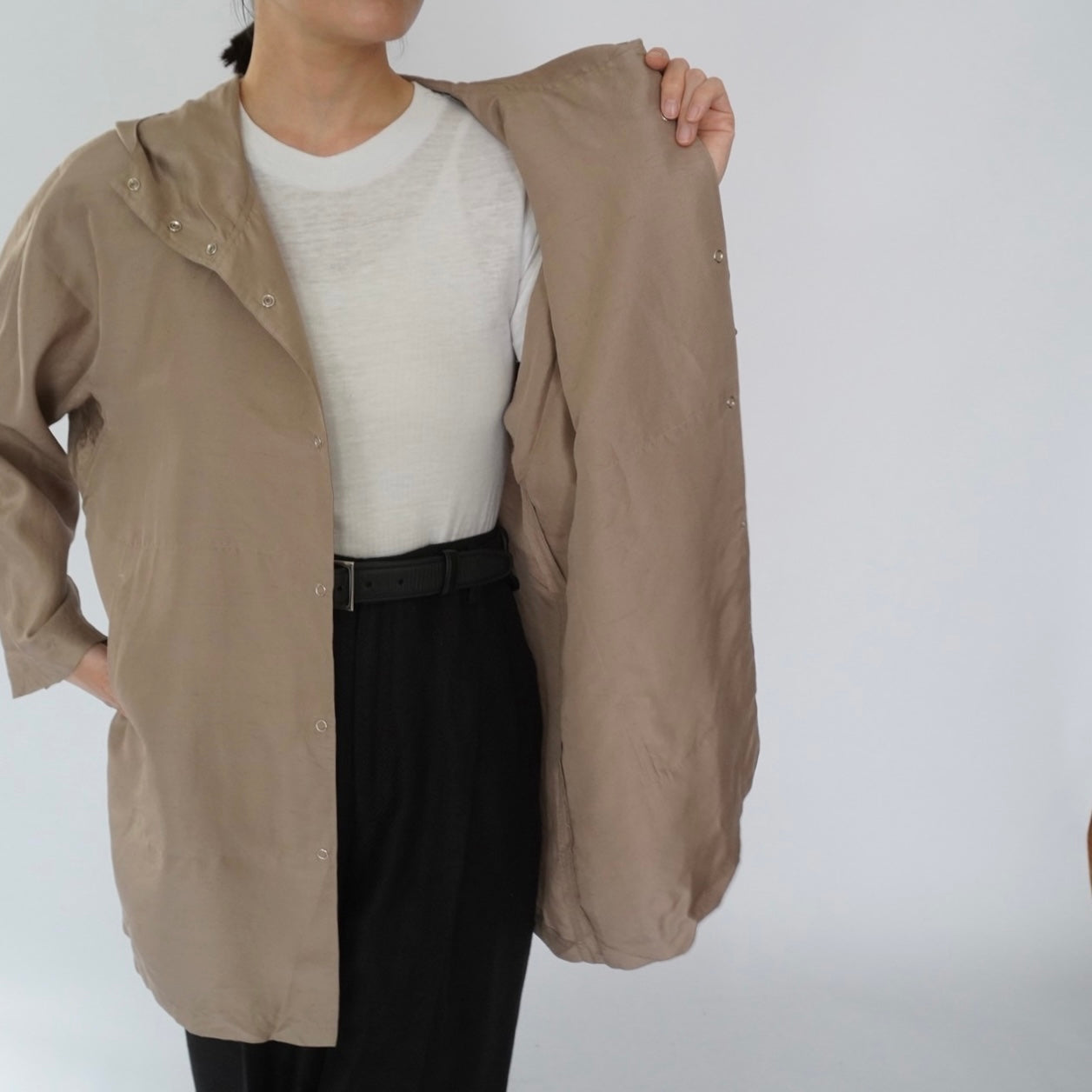 90s Hoodie Silk Blouse