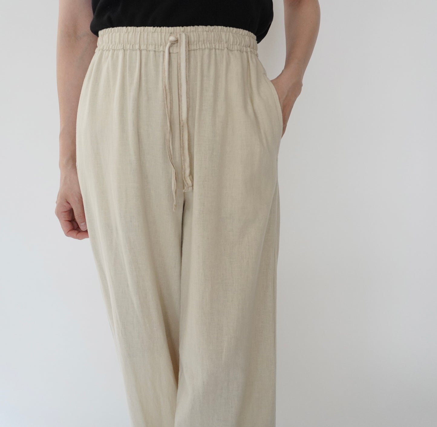 Ivory Linen Wide Pants