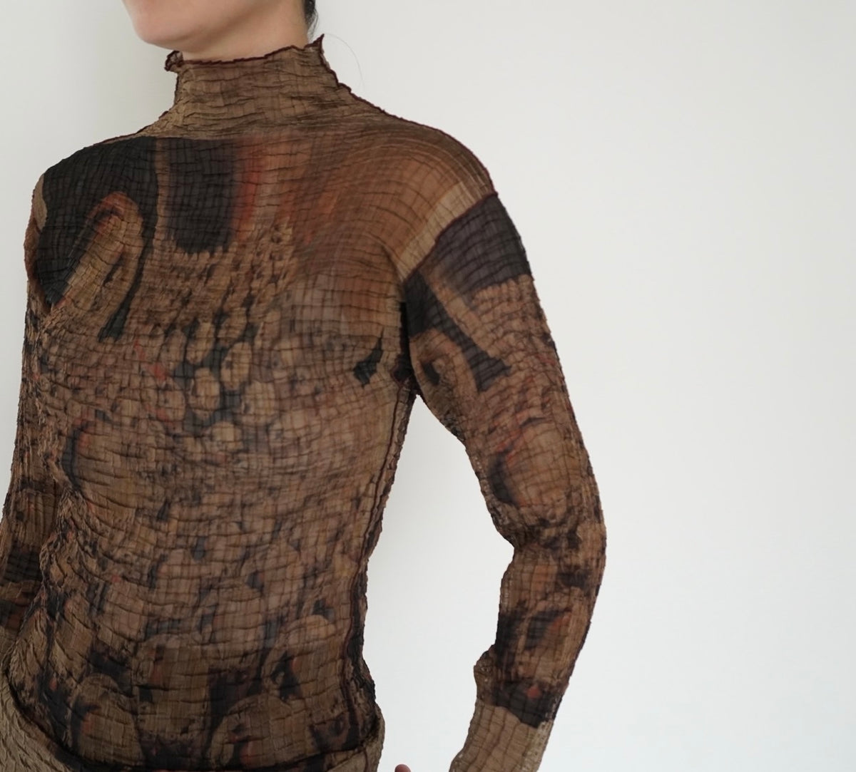 90s Pattern Sheer Top Made in USA