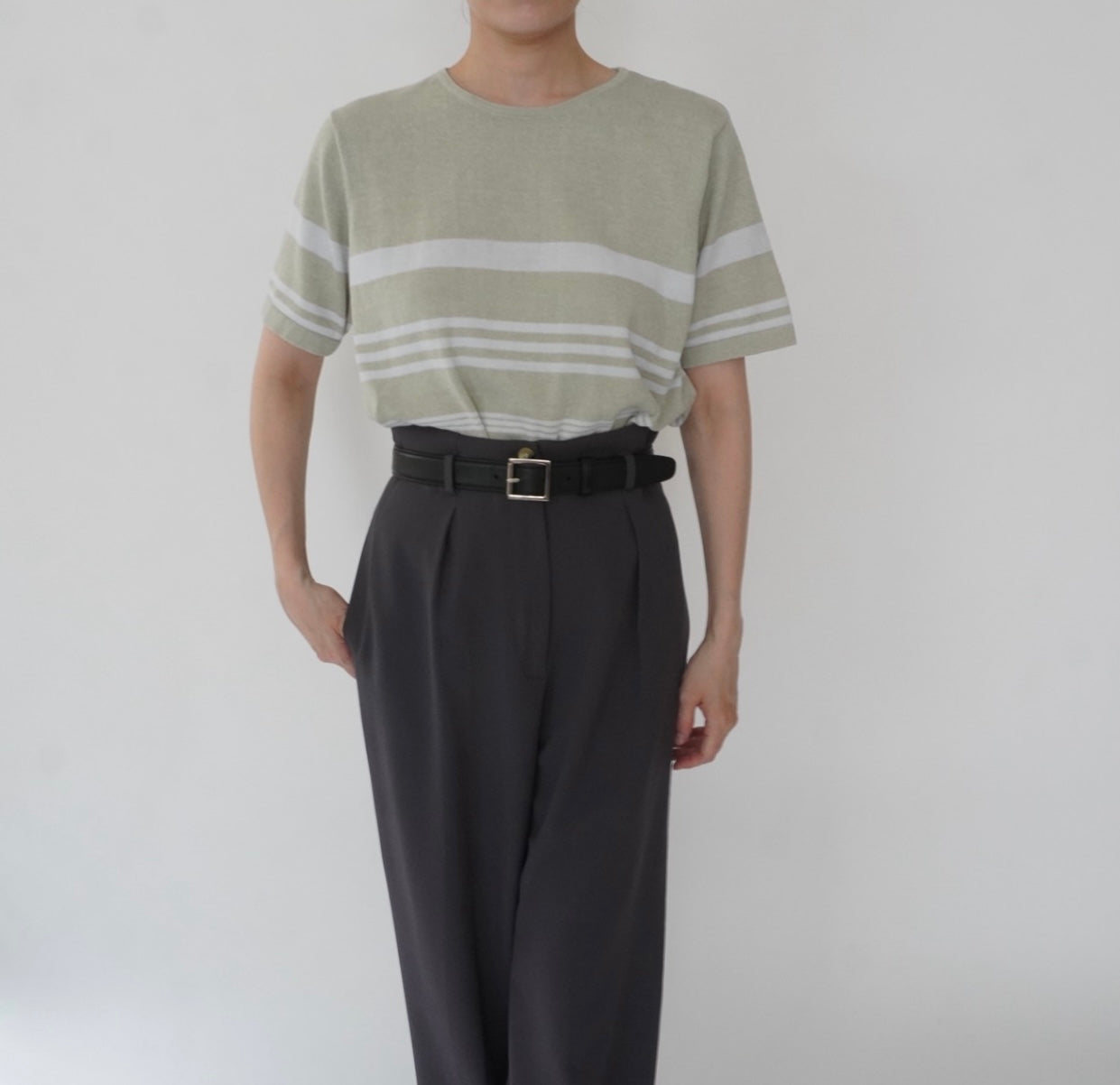 90s Green Striped Top