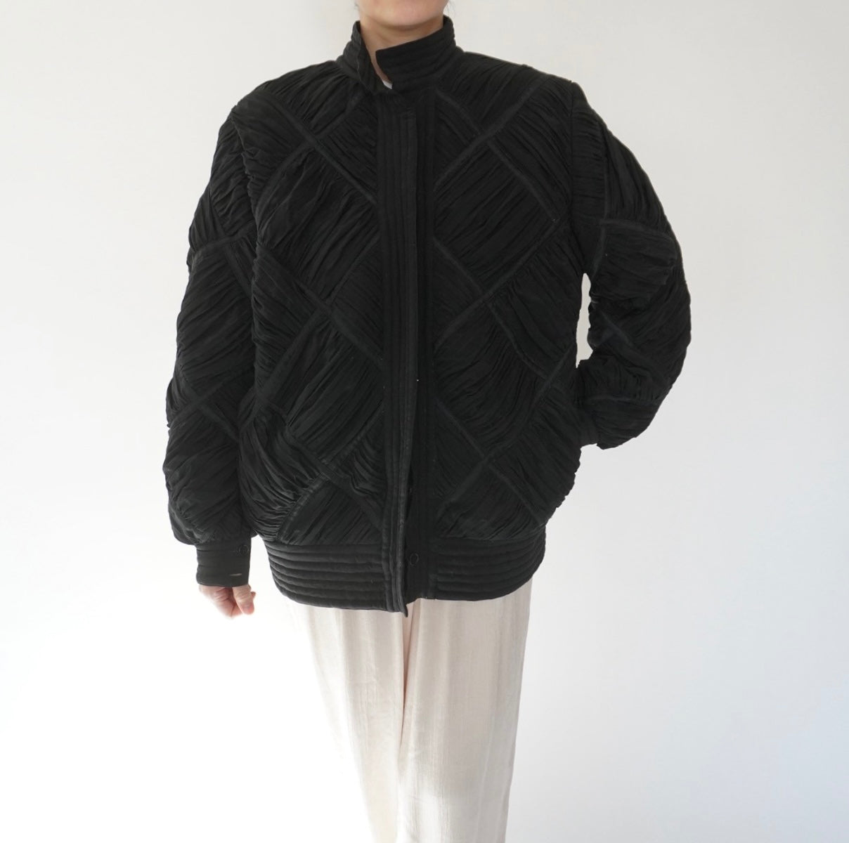 80s Silk Pleat Design Jacket