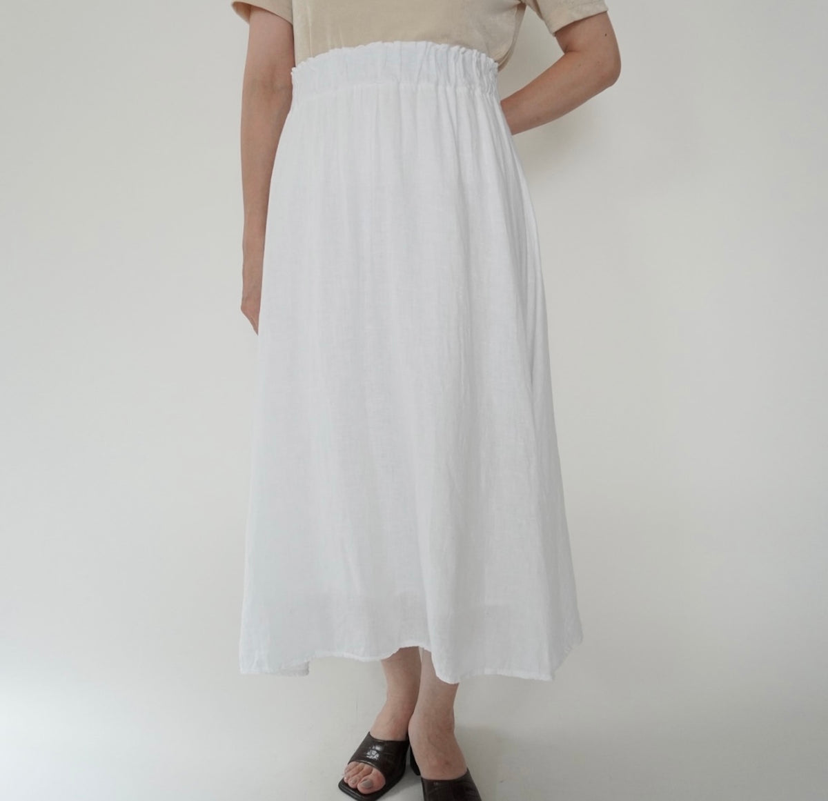 90s White Linen Skirt