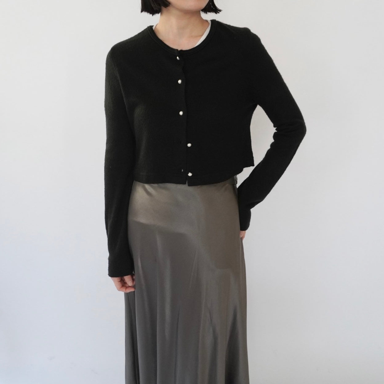 90s Black Cropped Cardigan