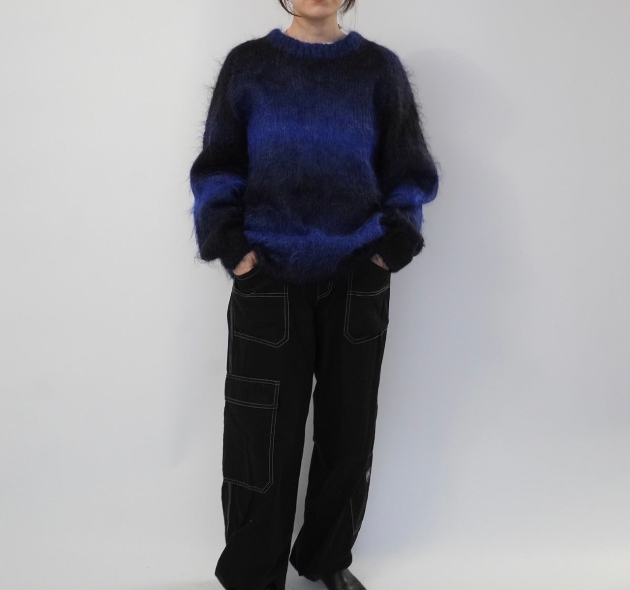 90s Black x Blue Mohair Knit