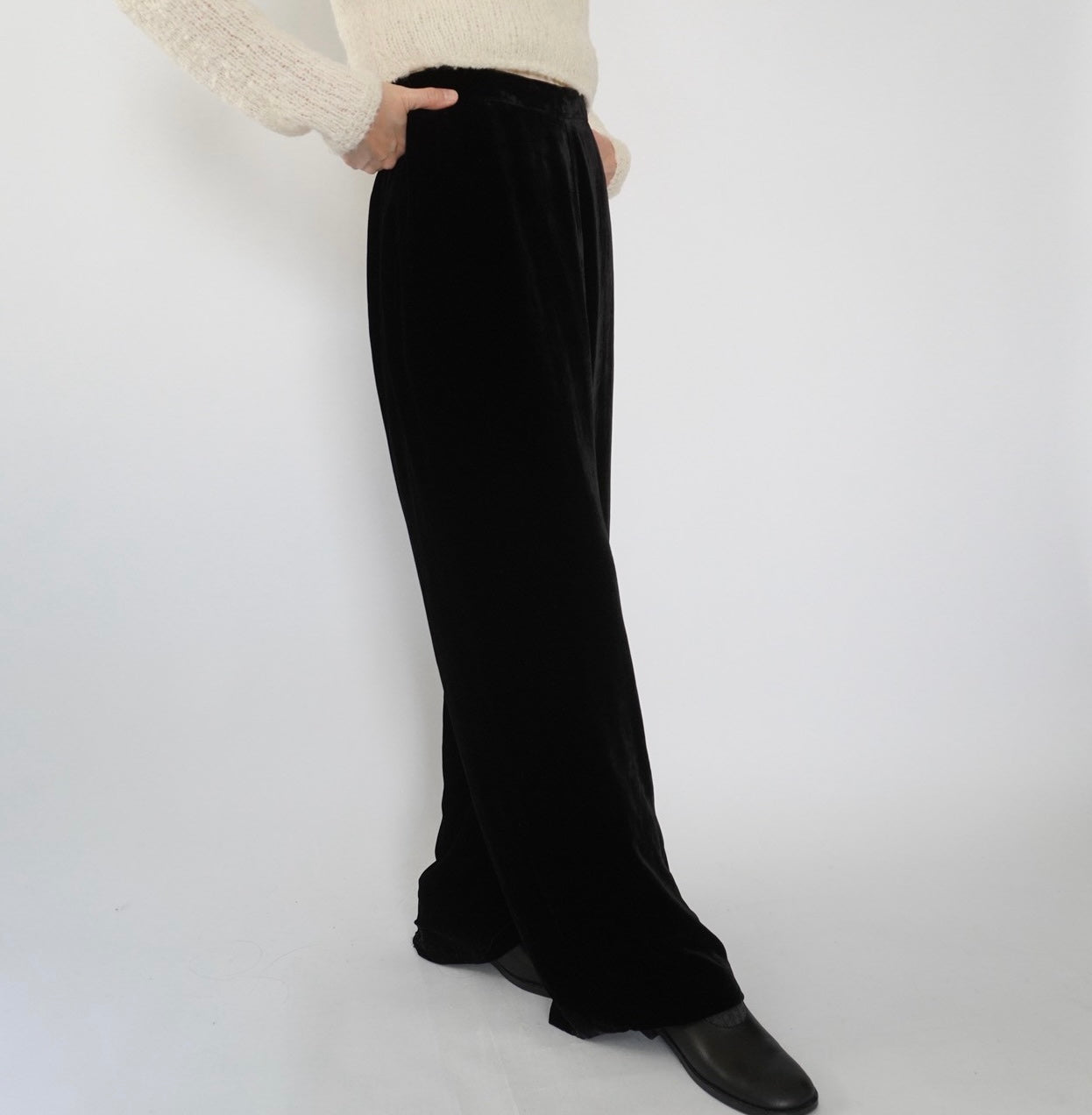 90s Velour High Waist Wide Pants