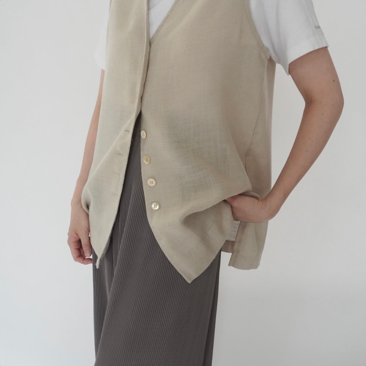 90s Beige Vest Made in USA