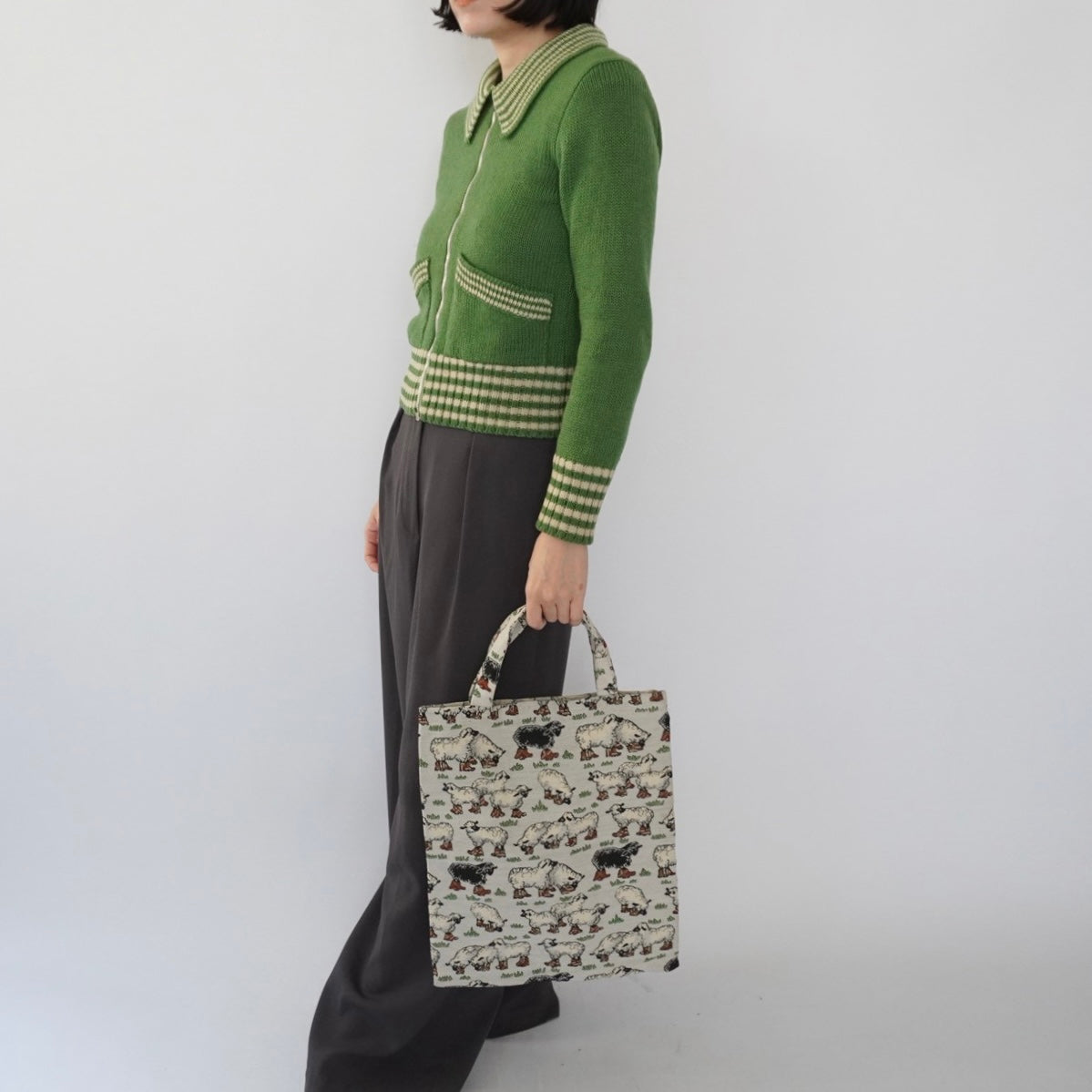 90s Sheep Pattern Tote Bag