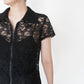 90s Lace Design Zipped Shirt Made in USA