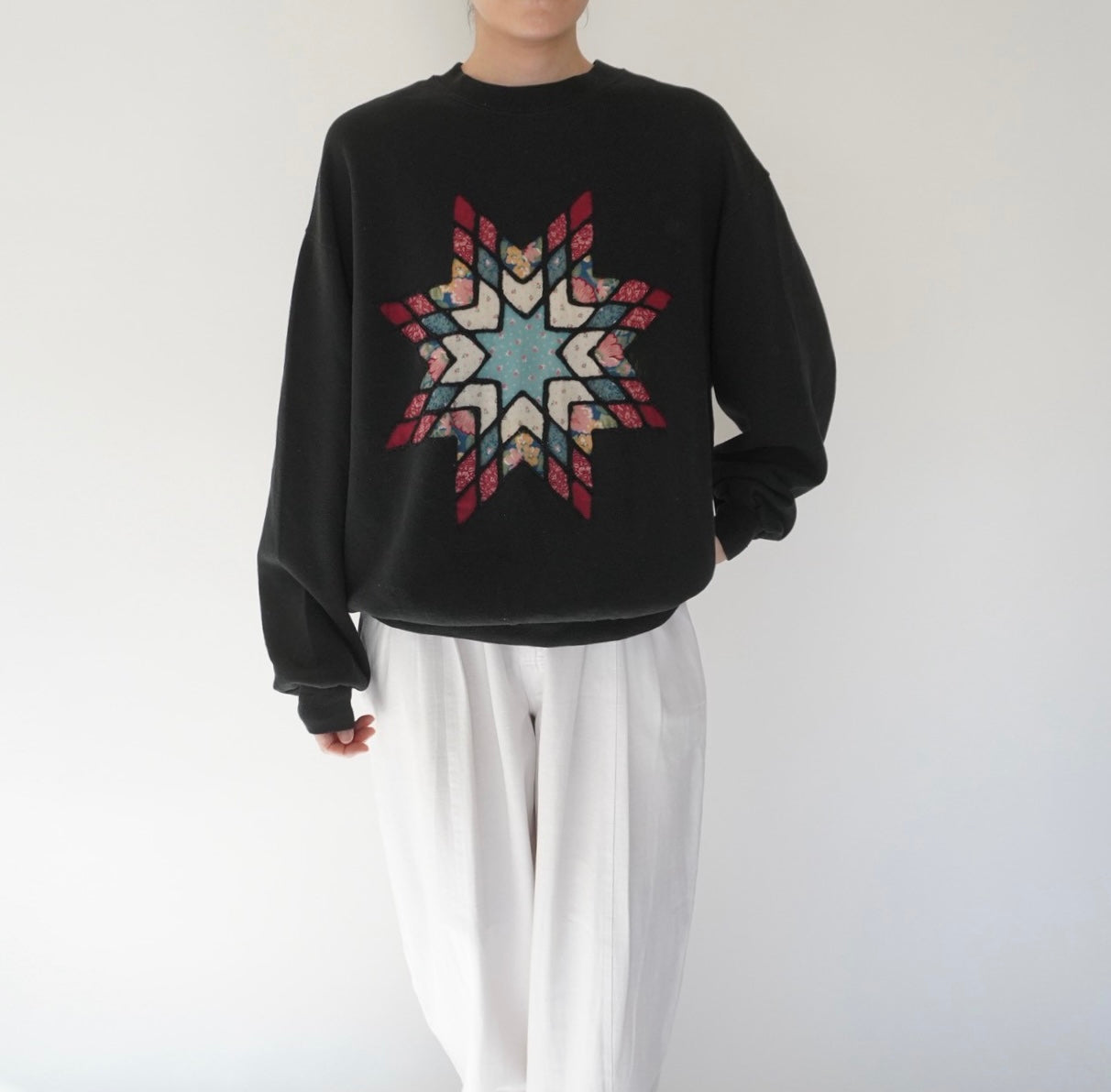 90s Patchwork Design Sweater Made in USA