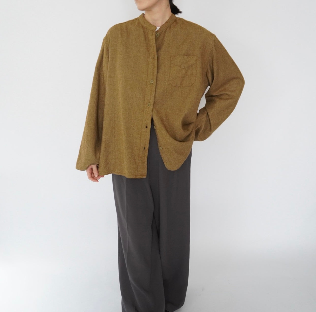 70s Wool×Cotton Design Shirt
