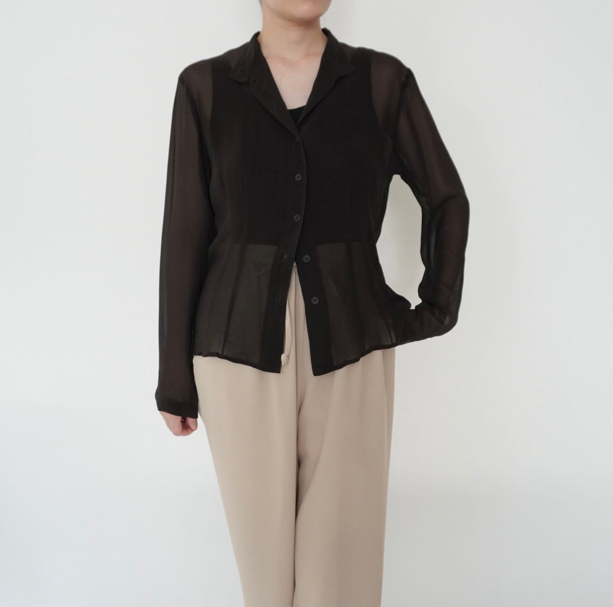 90s Brown Sheer Blouse