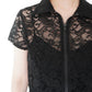 90s Lace Design Zipped Shirt Made in USA