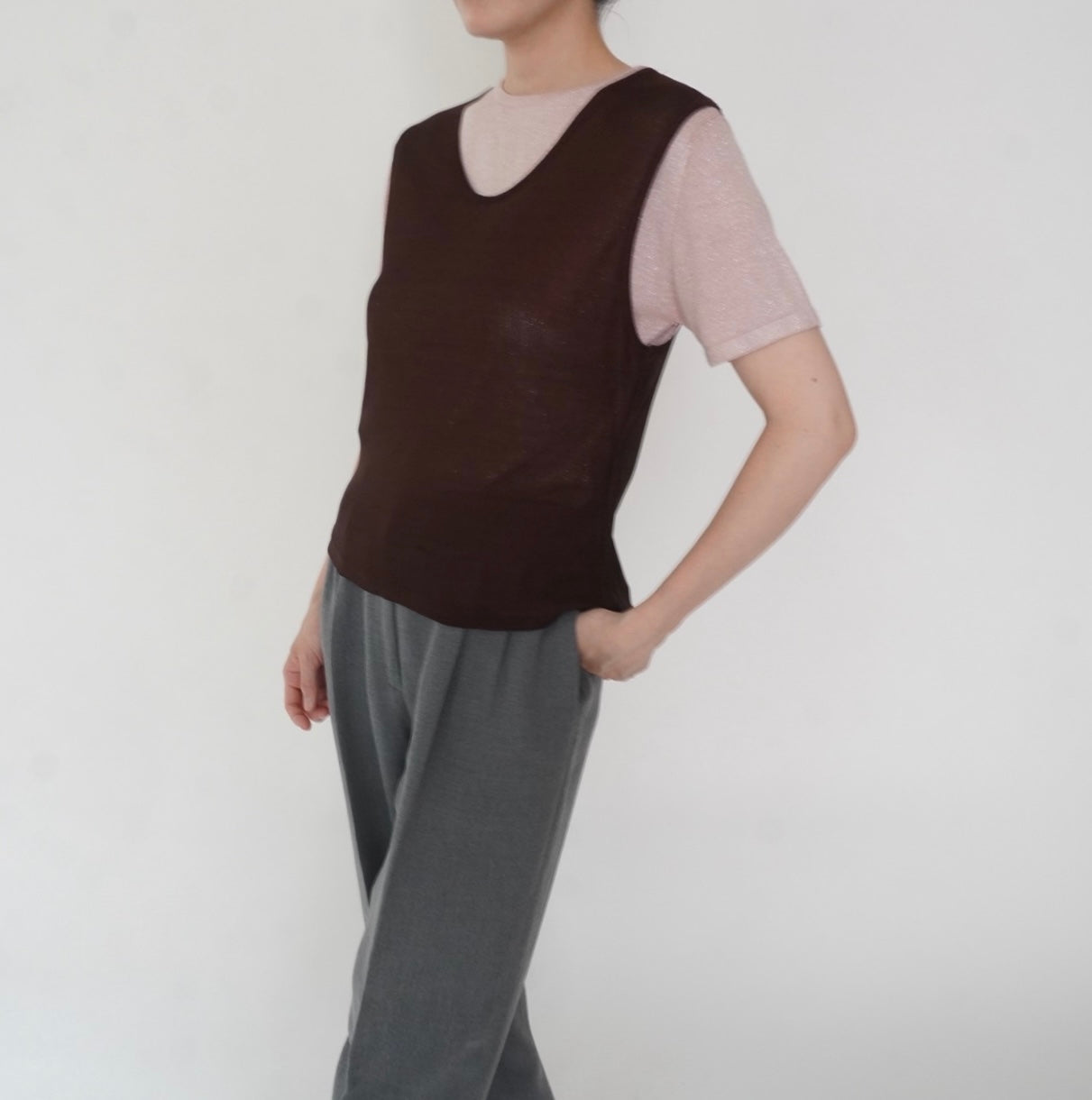 90s Brown Sleeveless Top Made in Italy
