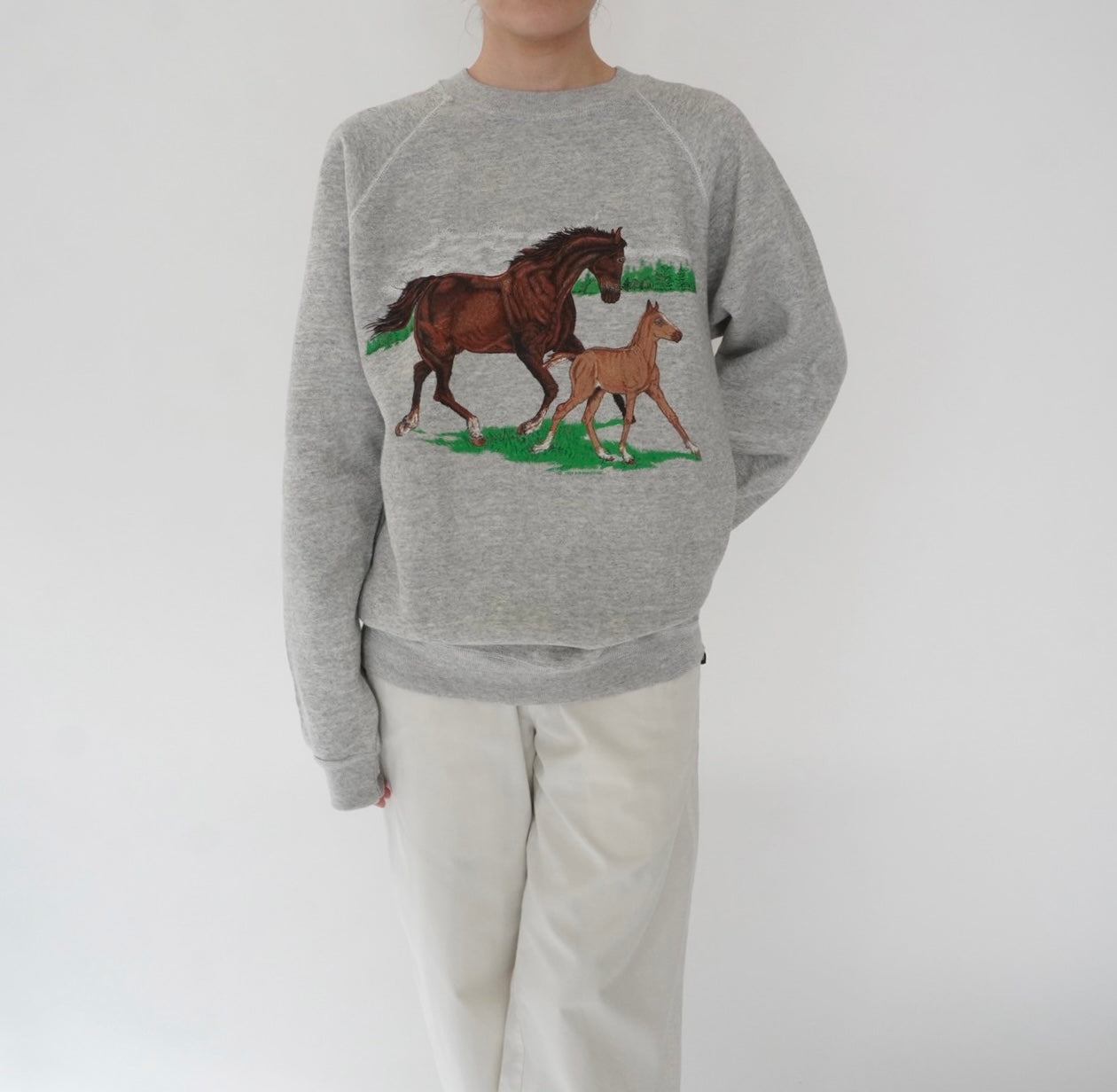 80s Horse Printed Sweater Made in USA