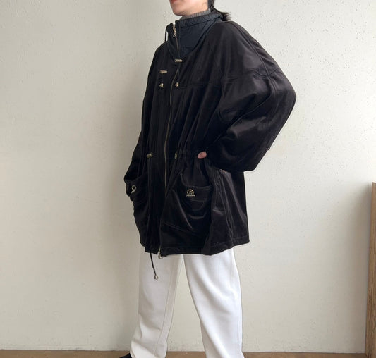 90s Black Velour Reversible Jacket