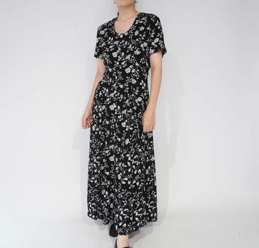 90s Floral Print Maxi Dress