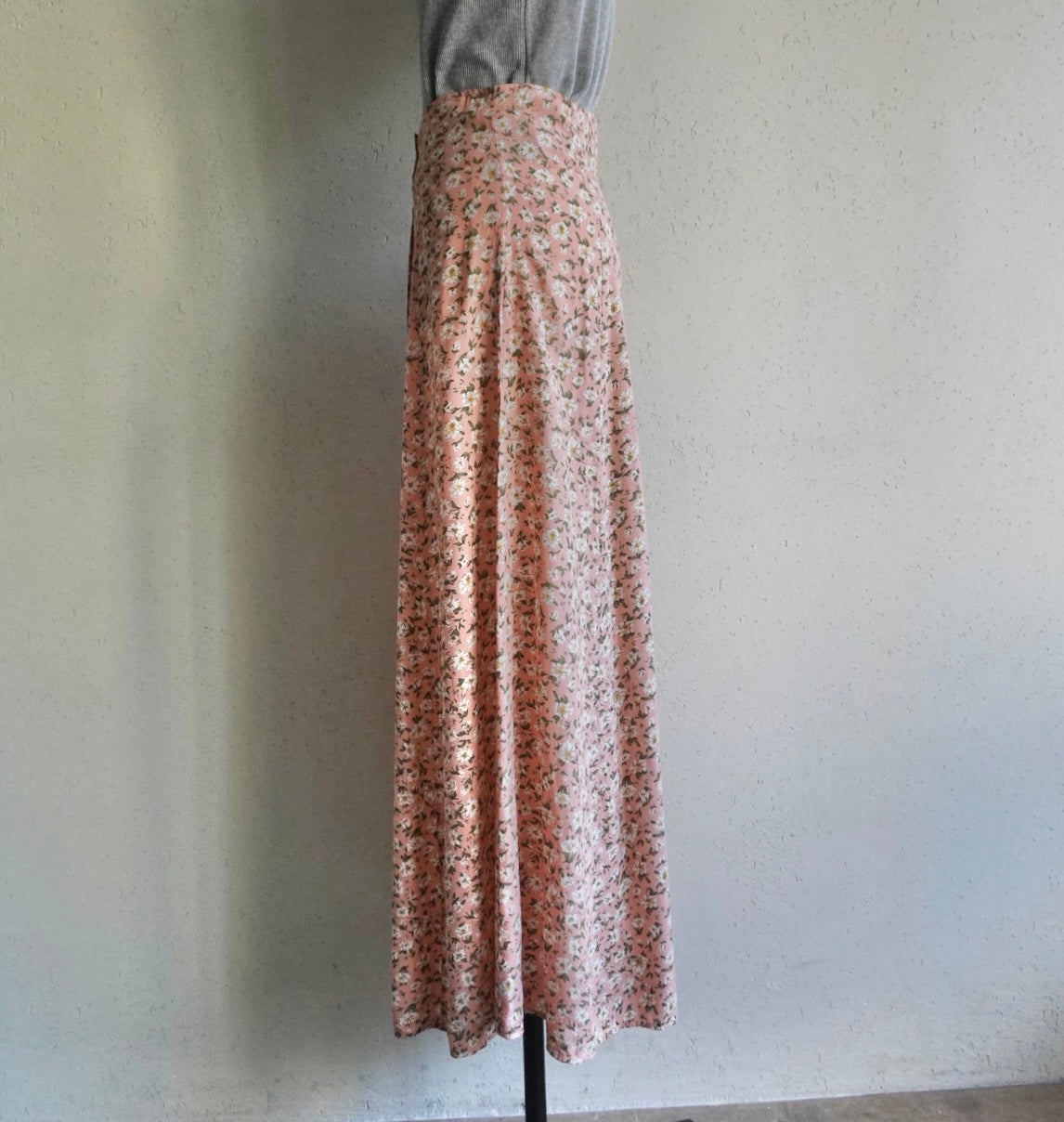 80s Floral Print Maxi Skirt Made in USA