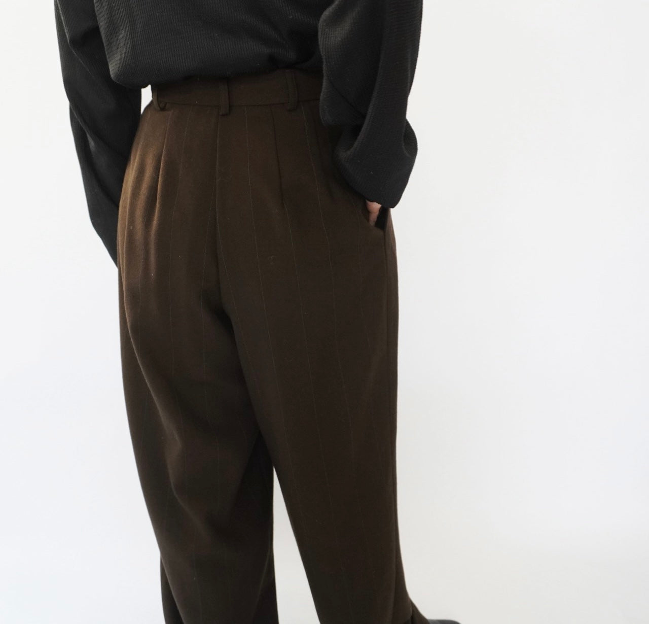 90s Wool Striped Wide Pants Made in USA Dead Stock