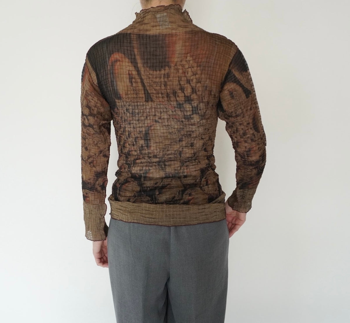 90s Pattern Sheer Top Made in USA