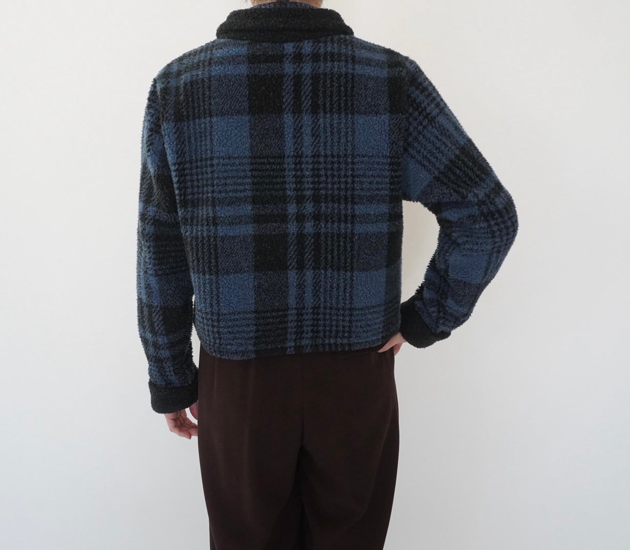 90s Plaid Fleece Zip Top Made in USA