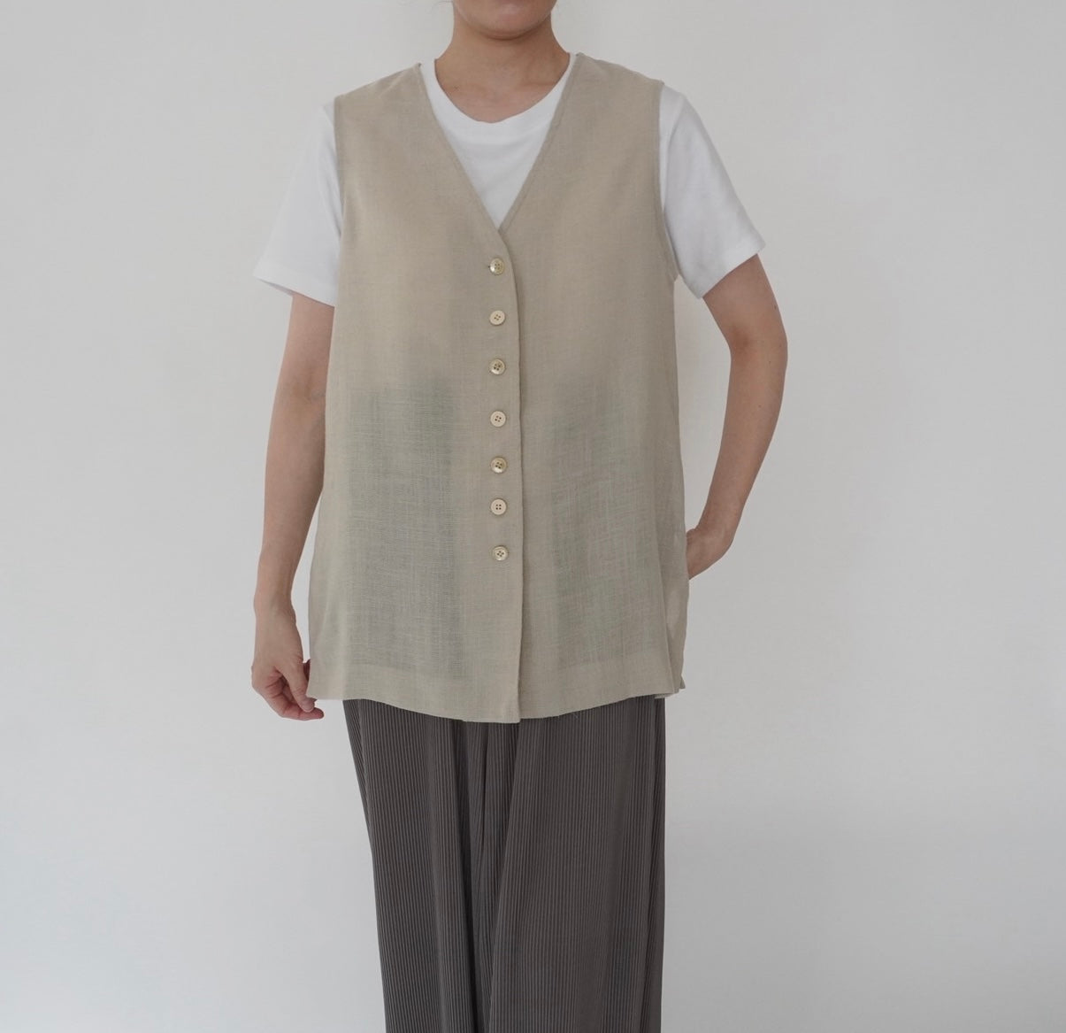90s Beige Vest Made in USA