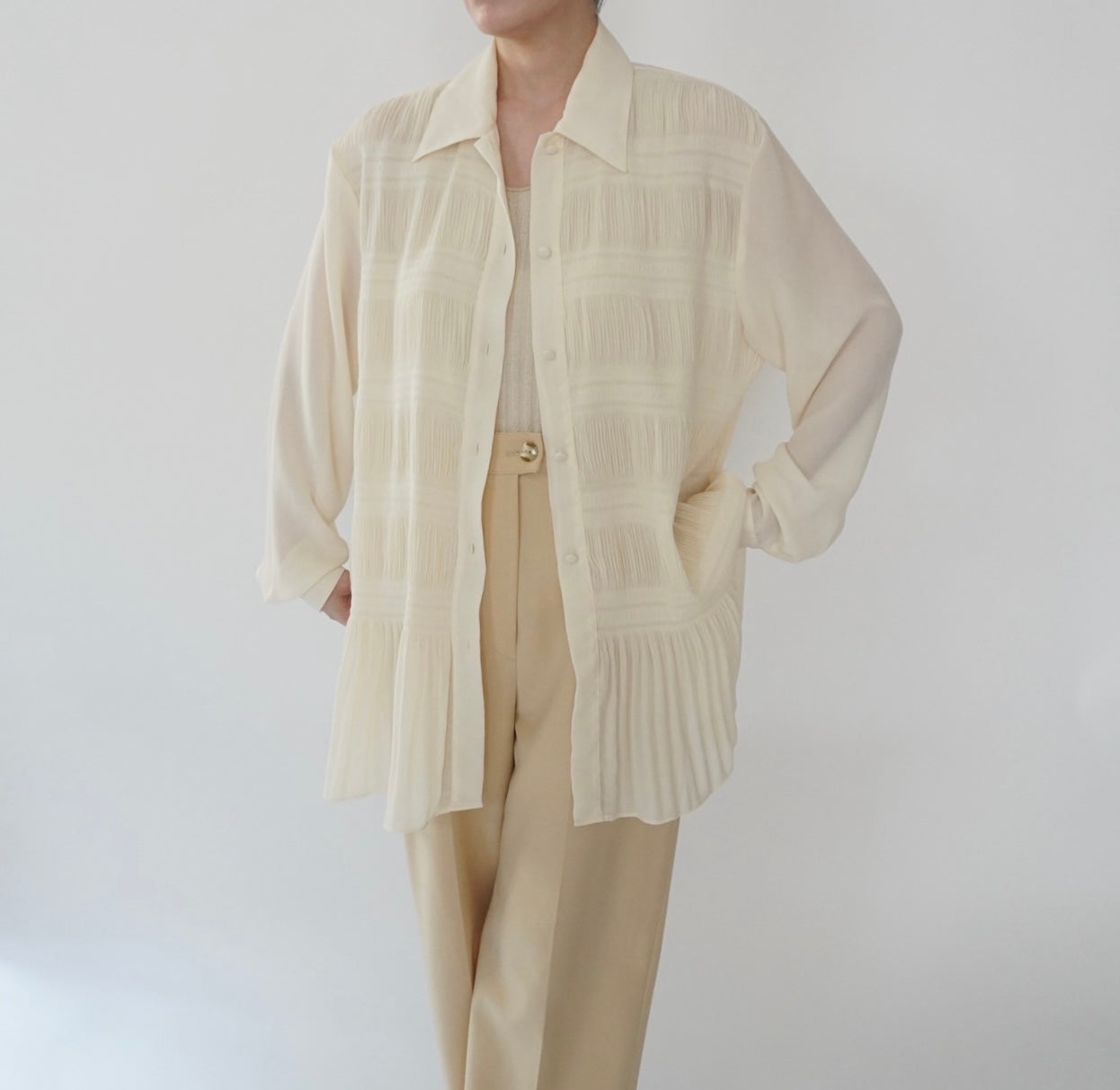 90s Pleated Design Shirt