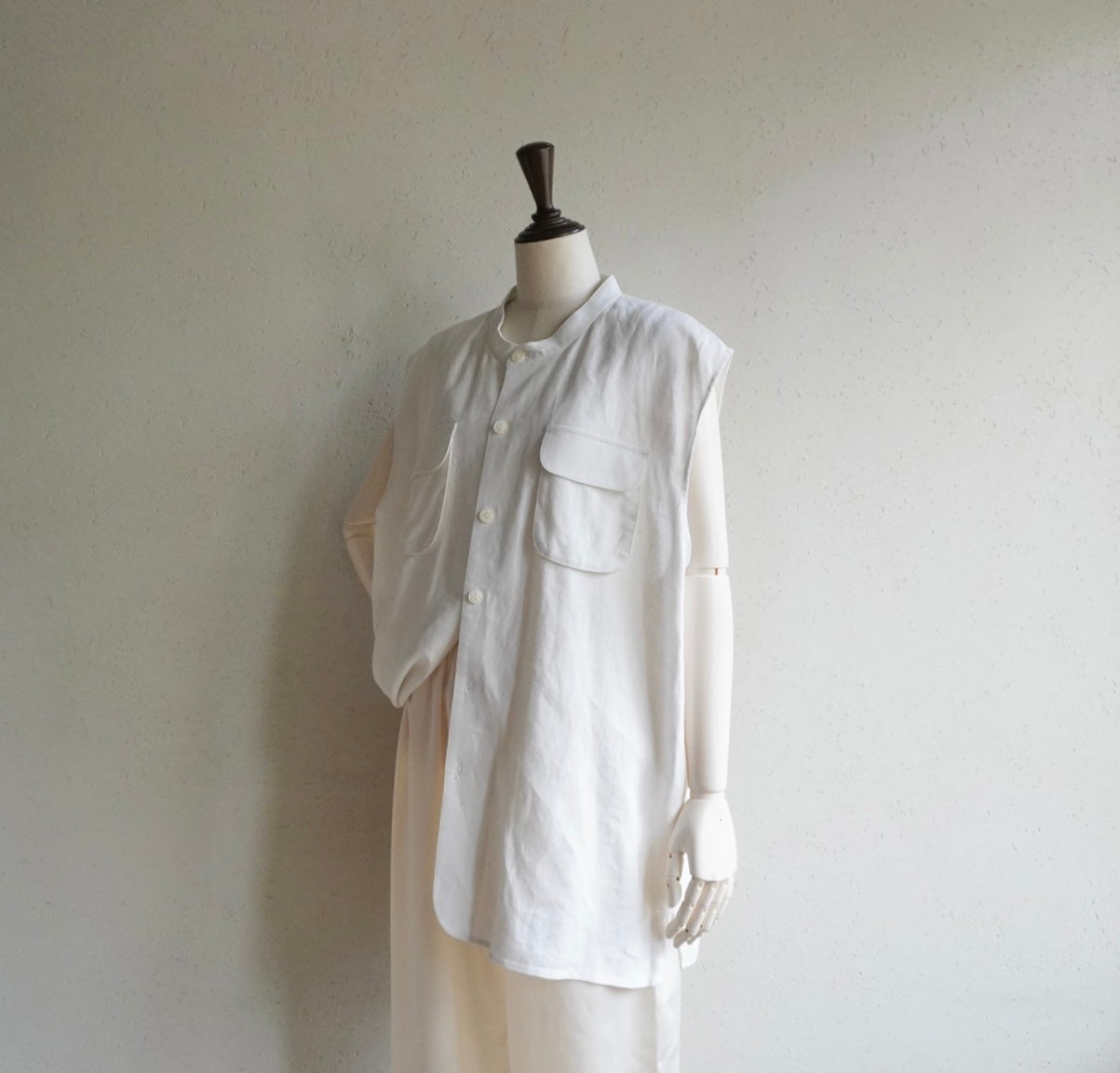 90s Linen Boxy Top,Vest